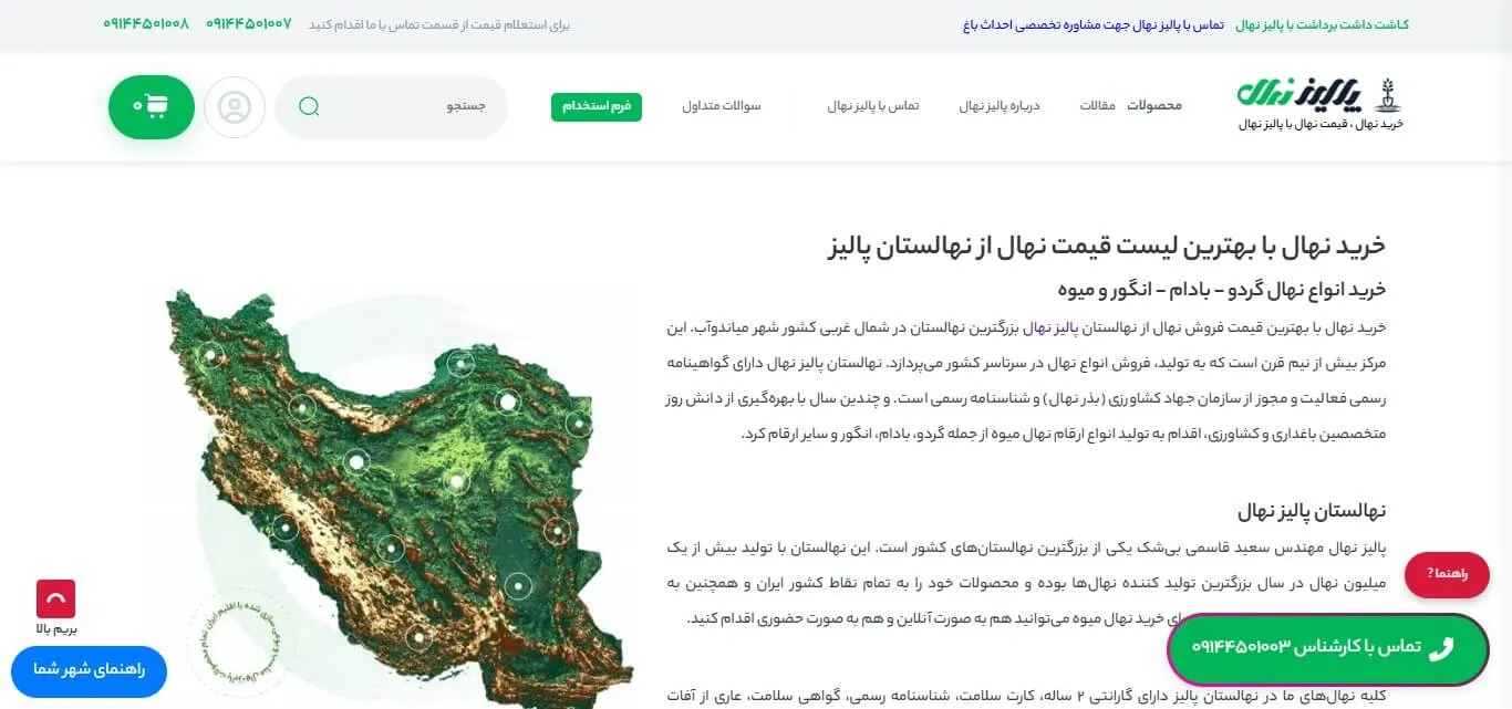 نمونه کار سئو سایت پالیز نهال - فروش نهال و صنایع کشاورزی