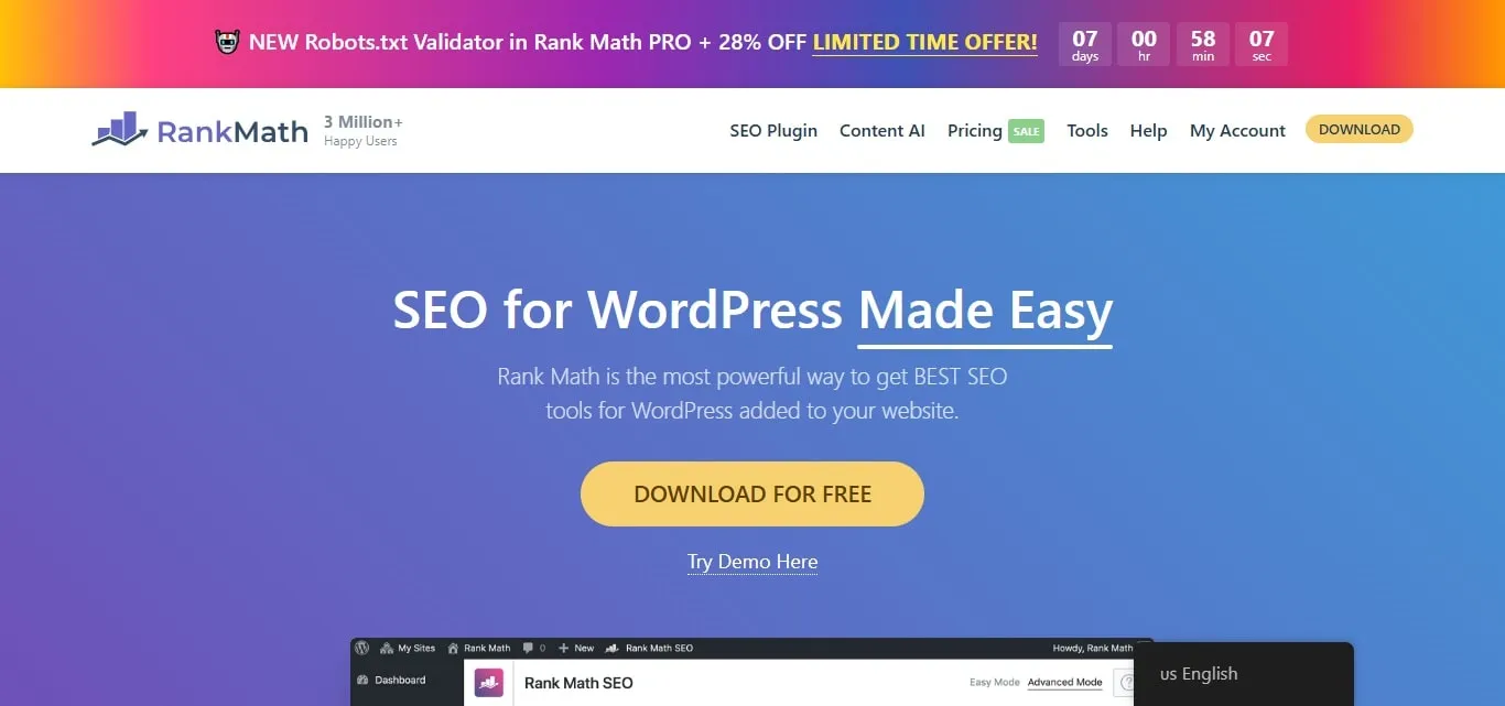 افزونه [rankmath.com] بهترین افزونه سئو برای وردپرس