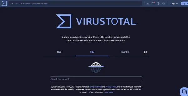 بررسی امنیت سایت و اسکن URL با ابزار VirusTotal